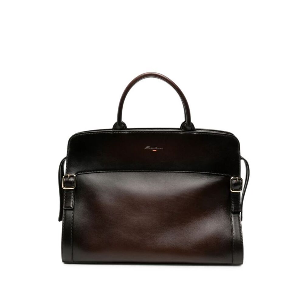 Santoni Brown Tote Bags Men